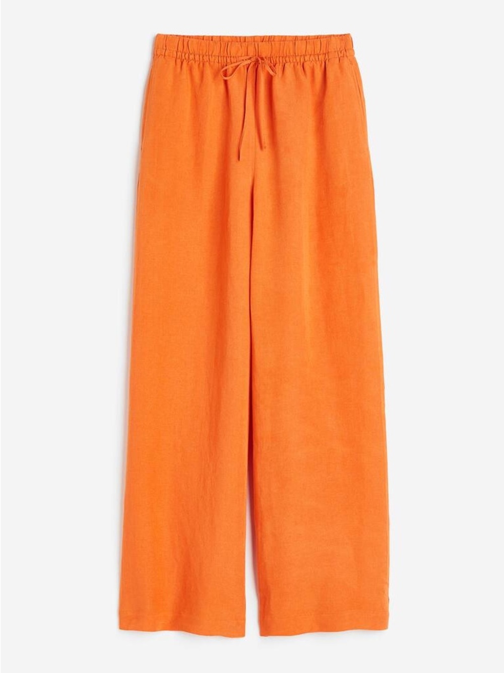 H&M - Bright Orange Wide-Leg Linen Blend Pants